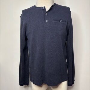 Ted Baker London Men's Sweater Blue Waffle Knit Henley Pullover Sweatshirt